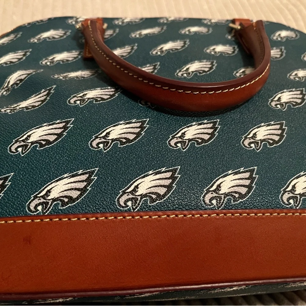 Dooney & Bourke Philadelphia Eagles Satchel with Brown Trim - Picture 6 of 7